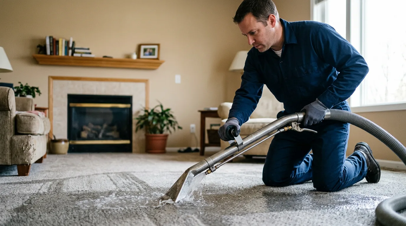 Water damage restoration technician working near Novice, TX